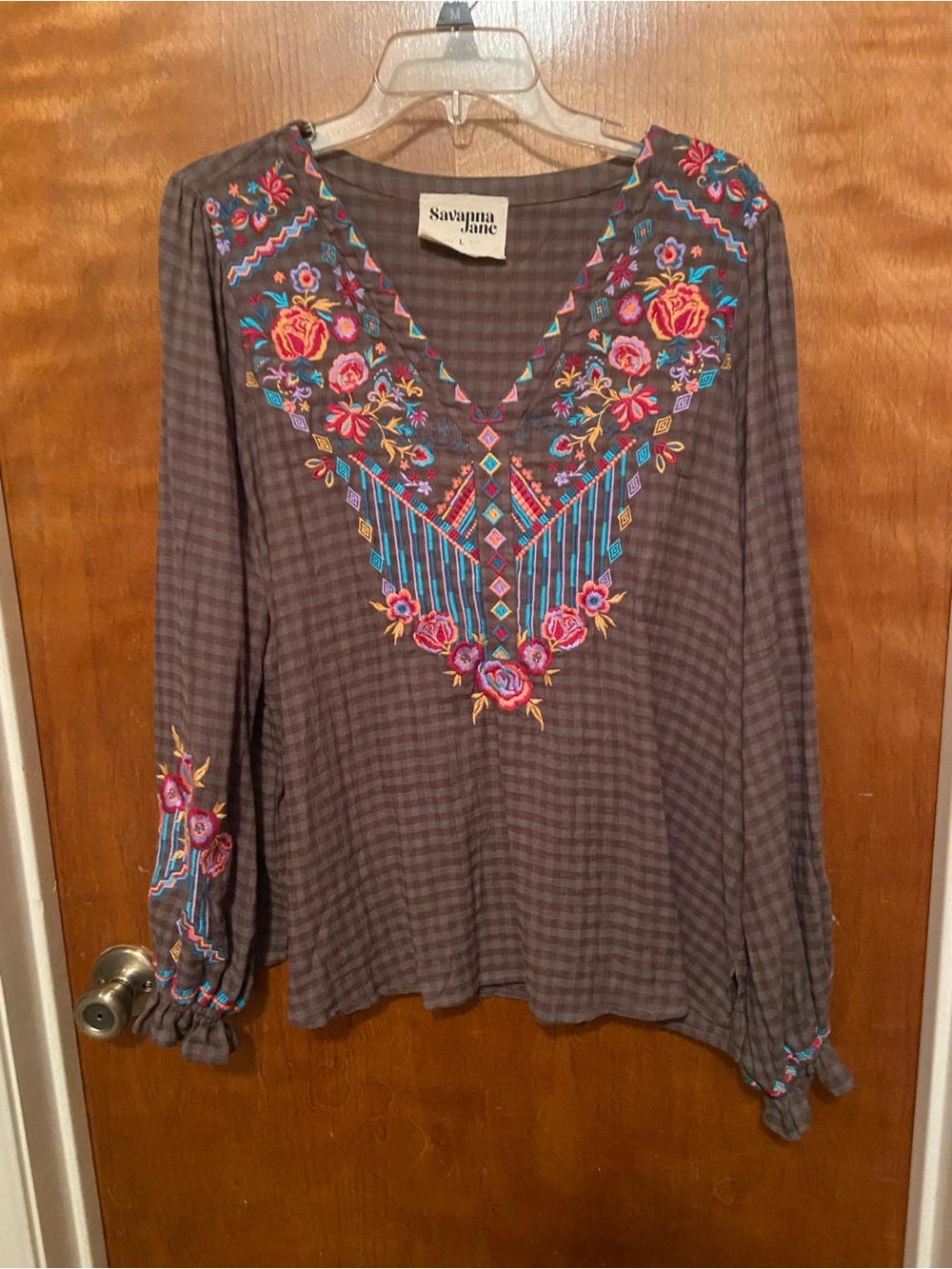 Savanna Jane Long Sleeve Embroidered Top